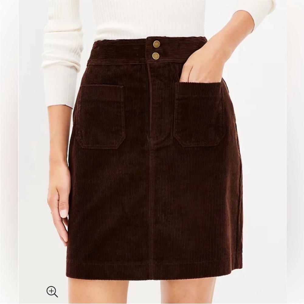 LOFT Dark Brown Corduroy Mini Skirt
